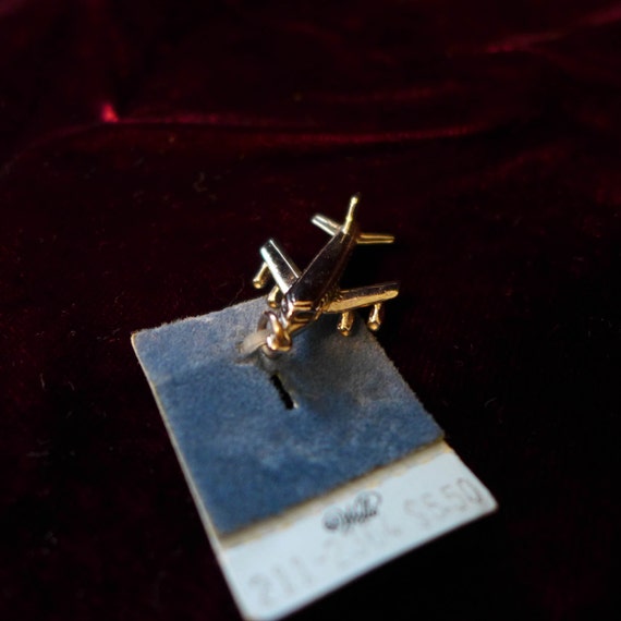 NOS Airplane Retro Charm Sterling Silver 1970's N… - image 1