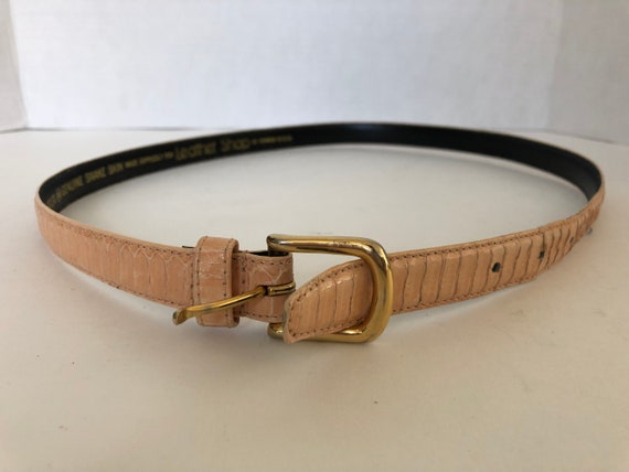 Vintage Soft Pink Snake Skin Leather Ladies  Belt… - image 1
