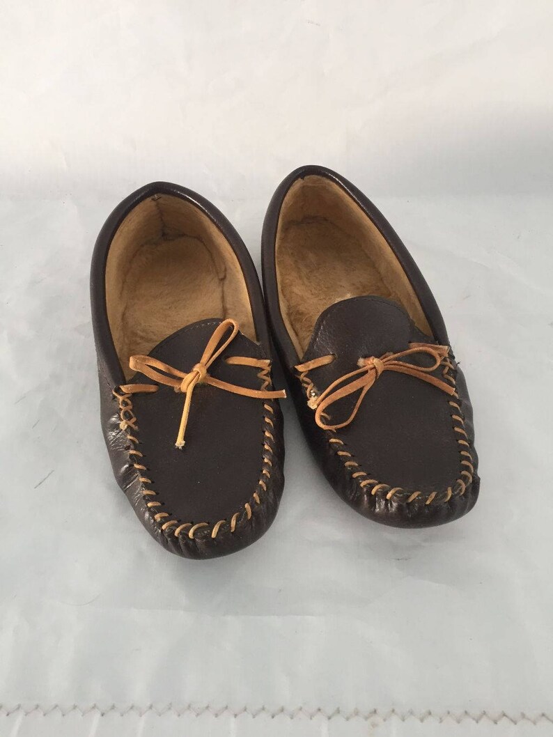 Unisex Canadian Slippers Leather Faux Fur Lined Mens Size 8 Etsy