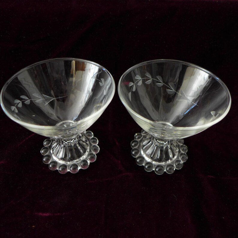 Candlewick Vintage Sherbert Glasses 2 Etched 3.75Dia x Etsy