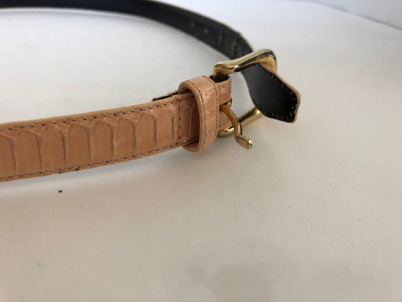 Vintage Soft Pink Snake Skin Leather Ladies  Belt… - image 2