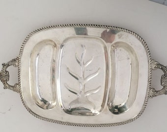 Estate Castle Silver on Copper  Silver Plate  Meat/Turkey/Vegetable Large & Heavy Tray ,Cottage Living,Wedding,Holidays