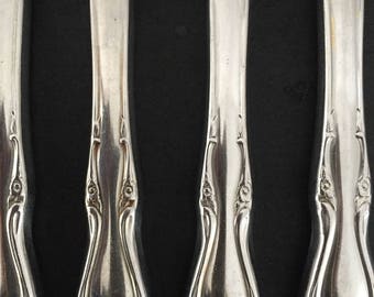 Vintage Stainless Steel Floral Pattern Flatware Set of 5 Dinner Knives, Cottage Living