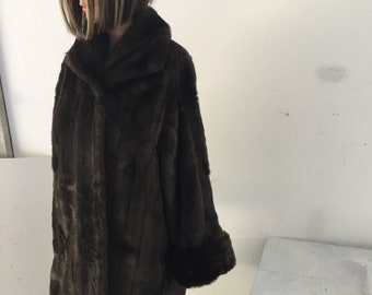 Vintage Alpine Studio Retro Faux Mink Dark Chocolate  Mink Fur Coat Fits (S-M) Excellent!