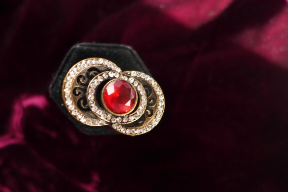 Oval  Shape  Turkish Ruby and Rhinestone Boho Rin… - image 2