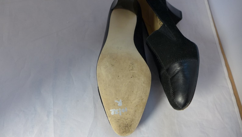 Agnes Flo Pumps Black Suede and Leather Made in France Size 36 - Etsy