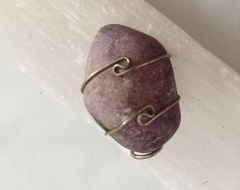 Sterlings  Silver Wrap Natural Lavender Stone Handmade Pendant