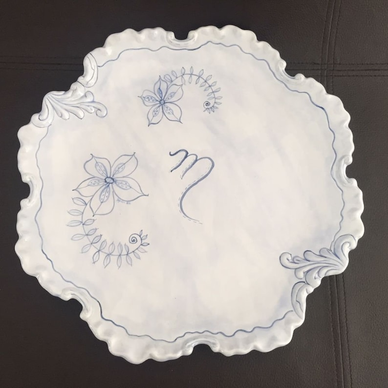 Estate Vintage Handmade Pottery Large Decorative Plate Excellent!