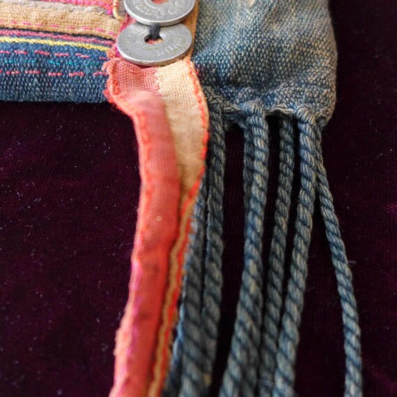 Vintage Denim Thai (c.1908-1930s) Coin Shoulder B… - image 4