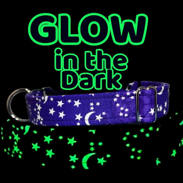 Glow-In-the-Dark Sky, Mond, Sterne Hundehalsband, Leine, oder Katzenhalsband