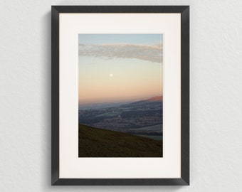 Moonset Sunrise 01 - A4  Photography giclee print.