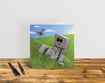 Sad Robot - Sunset greeting card