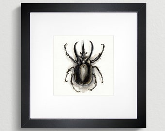 Atlas Beetle print - Archival giclee print of a Watercolour illustration.