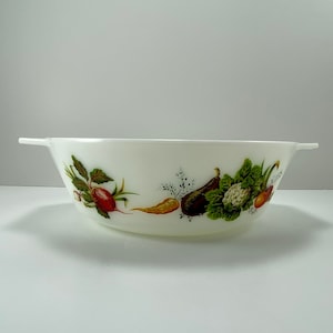 Vintage JAJ Milk Glass Bakware 513 Vegetable Dish Case - Mid Century - White Veggie Vegetable - Made in England