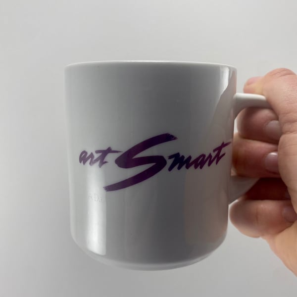 80s Vintage Coffee Tea Mug - Art Smart - Dream Pop Vaporwave - Artist Maker Teacher - Purple White Retro