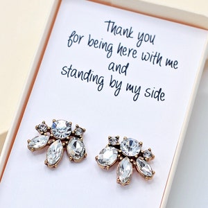 Personalized Bridesmaid earrings, Bridesmaid gift, Wedding gift, Bridesmaid jewelry, Crystal earring, Cluster stud earrings, Bridal earrings