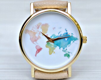 Graduation gift. World Map watch. Wanderlust. Gift for women. Watch for woman. Travel gift. Woman gift. Globe watches. Travel her jewelry