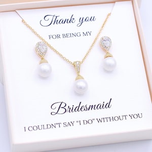 Gold Bridesmaid Jewelry Set, Bridesmaid proposal gift box, Bridesmaid jewelry gift set, Bridesmaid Earrings Personalized bridesmaid gift box