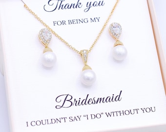 Gold Bridesmaid Jewelry Set, Bridesmaid proposal gift box, Bridesmaid jewelry gift set, Bridesmaid Earrings Personalized bridesmaid gift box