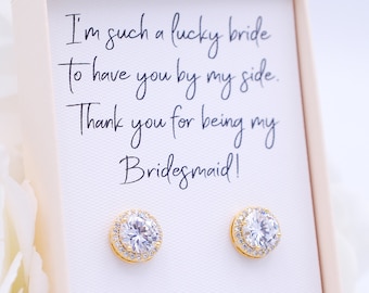 Bridesmaid Earrings Gold, Personalized Bridesmaids Gift, Bridesmaid Stud Earrings, Bridesmaids Gifts, Bridesmaids Earrings, Bridal Earrings
