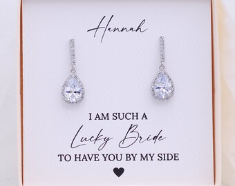 Silver Teardrop Bridesmaid Earrings: Maid of Honor Gift