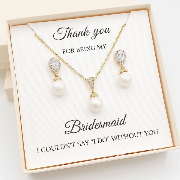 Gold Bridesmaid Jewelry Set, Bridesmaid proposal gift box, Bridesmaid jewelry gift set, Bridesmaid Earrings Personalized bridesmaid gift box