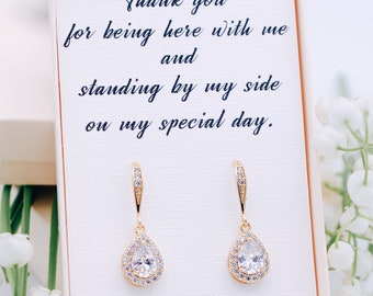 Bridesmaid Drop Earrings, Bridal Earrings, Trauzeugin, Gift for maid of honor, Bridesmaid proposal gift, Maid of honor gift from bride