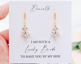 Bridesmaid earrings silver, Wedding earrings for bridesmaid, Bridesmaid jewelry gift, Maid of honor proposal gift Bridal party earrings gold