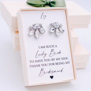 Personalized Bridesmaid Earrings SILVER, Bridesmaid jewelry earrings, Bridesmaid jewelry gift, Bridal party gifts, Wedding jewelry earrings