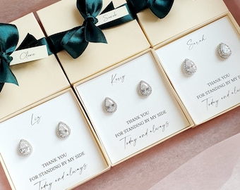Bridesmaid Earrings Gift, Gold Teardrop Studs, Maid of Honor Jewelry, Bridal Party Gift, Minimalist Bridesmaid Earrings, Wedding Jewelry