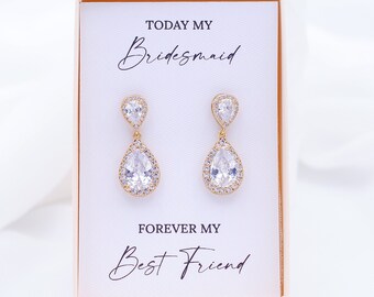 Bridesmaid Teardrop Earrings, Bridesmaid earrings rose gold, Bridesmaid Jewelry, Earrings for bridesmaids, Bridesmaid gift, Bridal Earrings