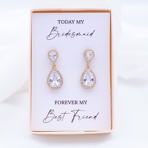 Bridesmaid Teardrop Earrings, Bridesmaid earrings rose gold, Bridesmaid Jewelry, Earrings for bridesmaids, Bridesmaid gift, Bridal Earrings