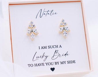 Wedding Earrings Gold, Bridesmaid earrings, Bridesmaid Jewelry Gift, Gold Bridal Earrings, Trauzeugin Geschenk, Bridesmaid Proposal
