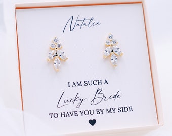 Pendientes de dama de honor de oro, regalo de joyería de dama de honor, pendientes de boda, pendientes de novia, pendientes para dama de honor, propuesta de dama de honor