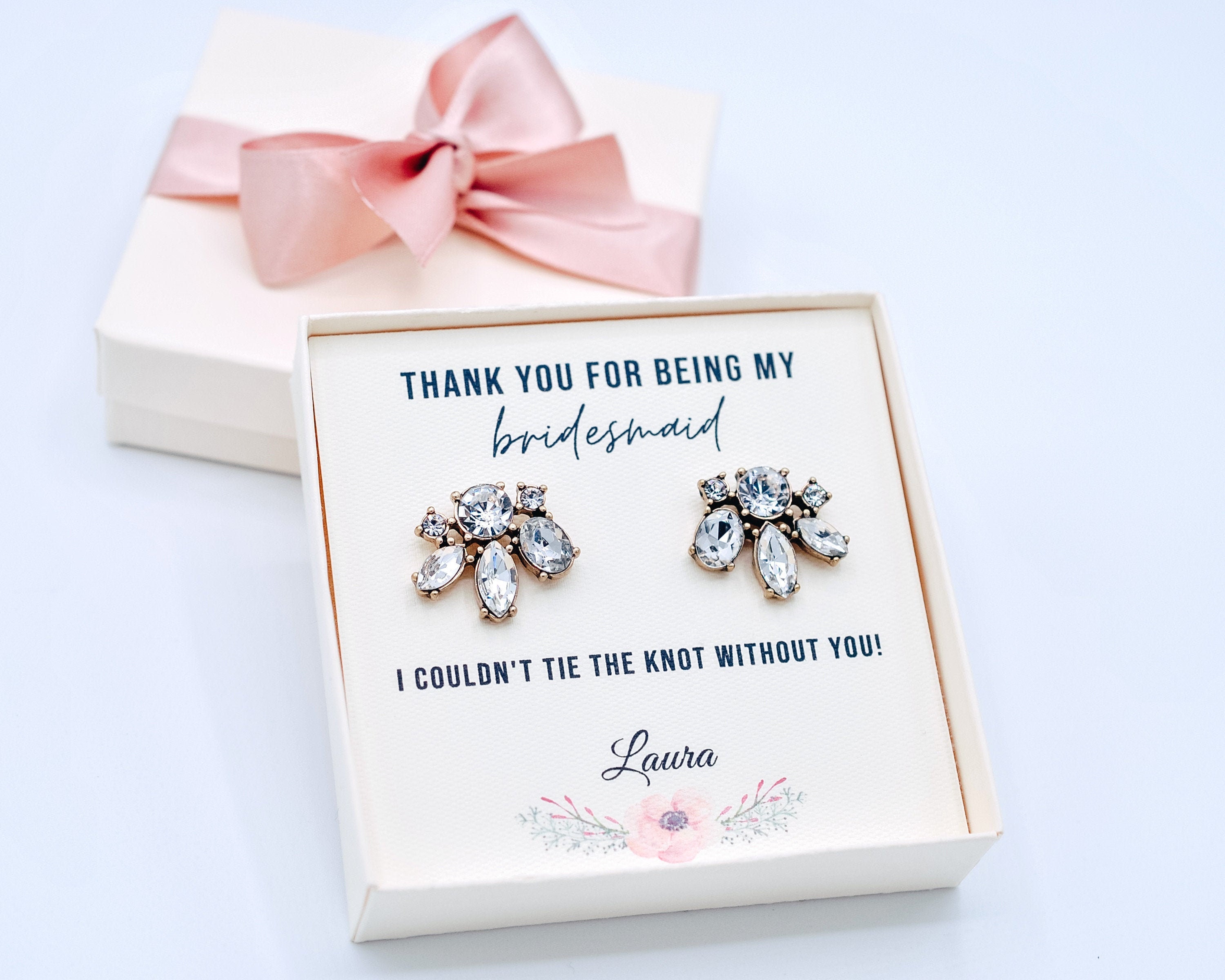 Custom Bridesmaid gift Bridesmaid earrings Bridal earrings | Etsy