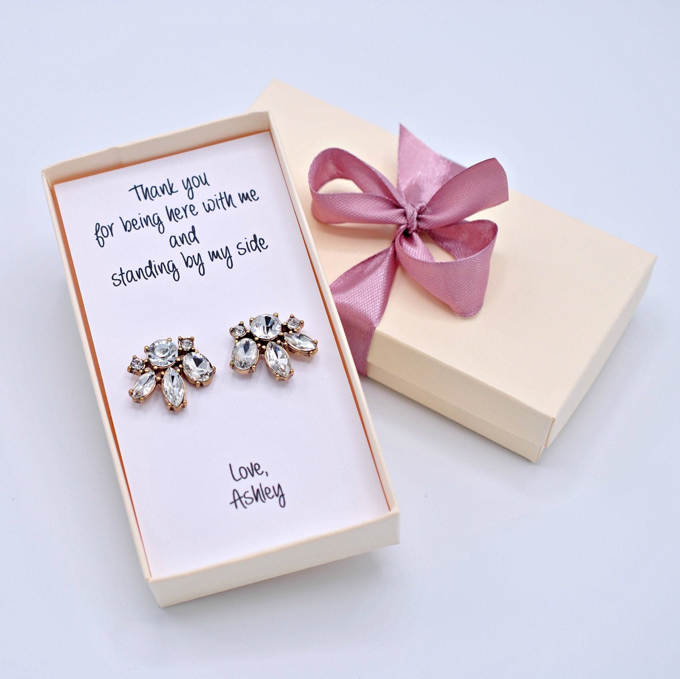 Personalized Bridesmaid earrings gold Wedding earrings | Etsy