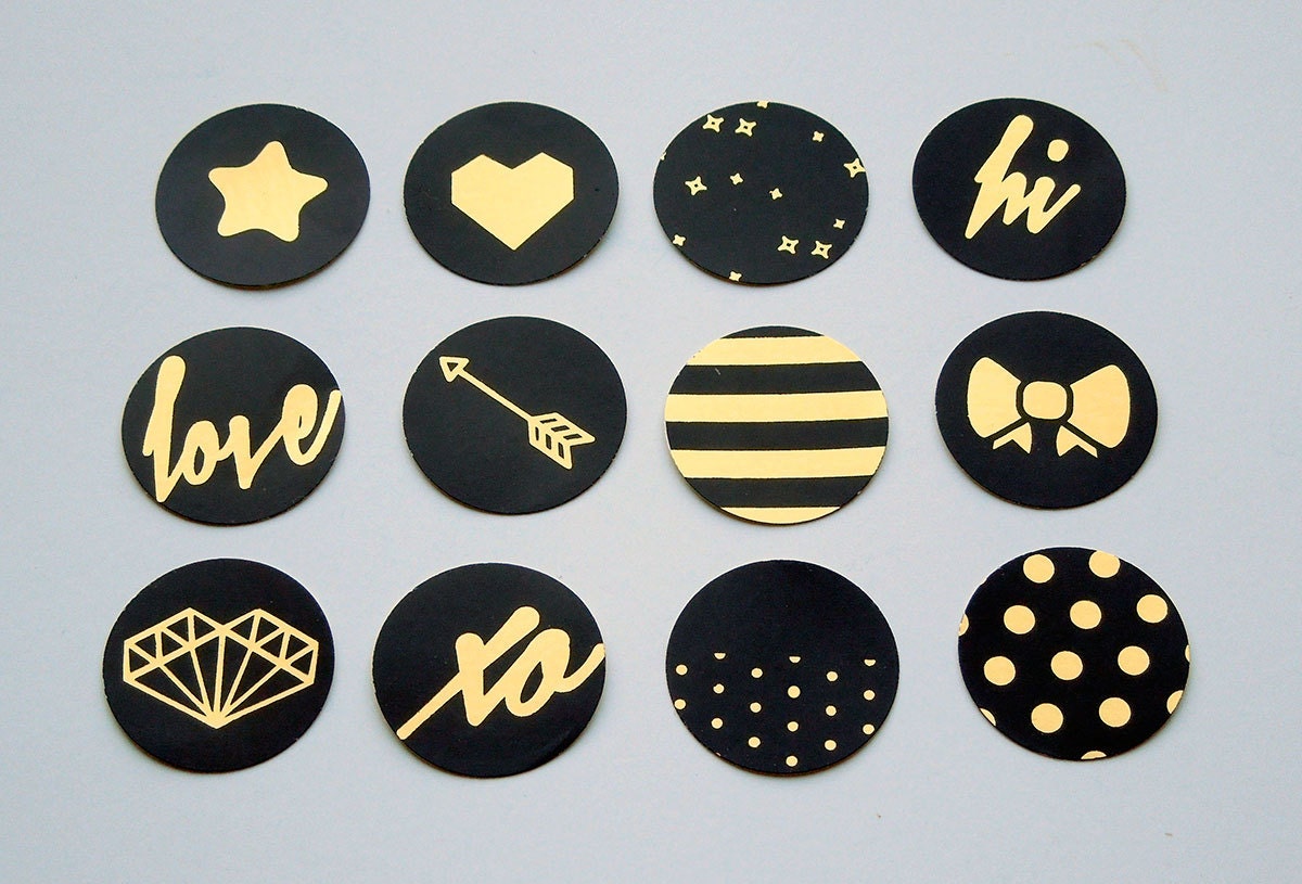 Black and Gold Stickers / Envelope Seals Etsy
