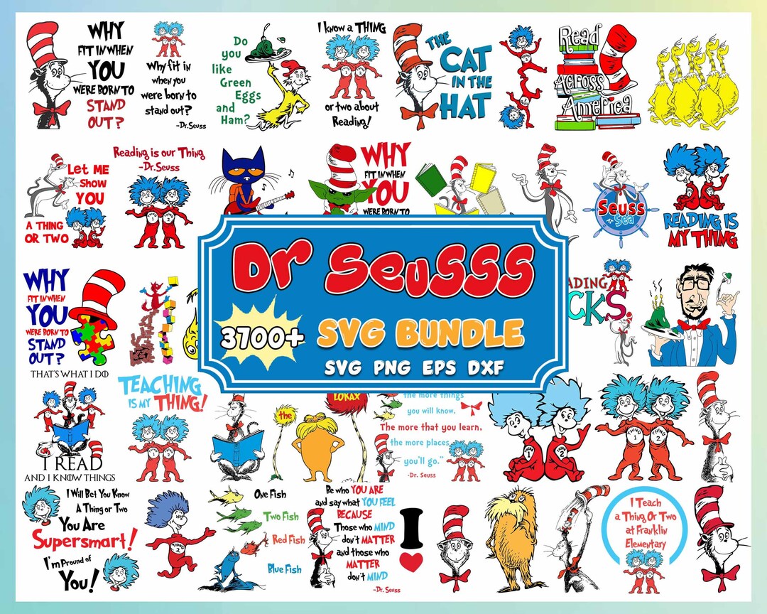 Dr Seuss Svg Mega Bundle Cat in the Hat SVG Dr Seuss Hat - Etsy