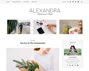 Alexandra Wordpress theme - Feminine wordpress theme - Responsive WordPress Theme - Blog template - Fashion template - Wordpress blog theme