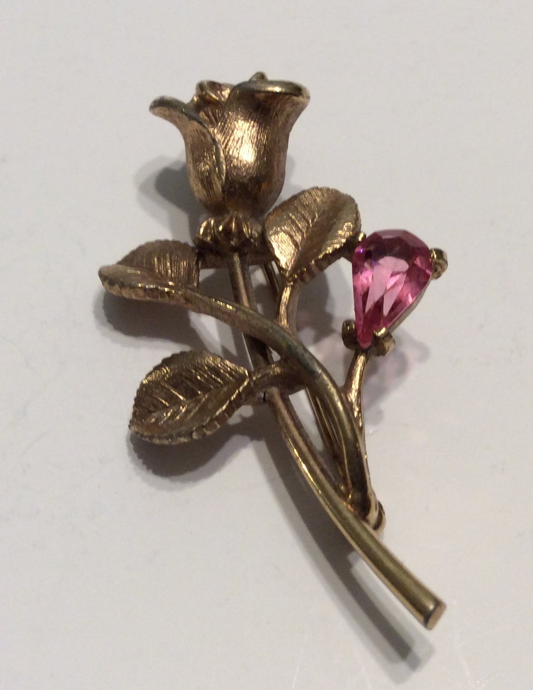 Vintage Avon Rose Pin With Pink Stone Rosebud - Etsy