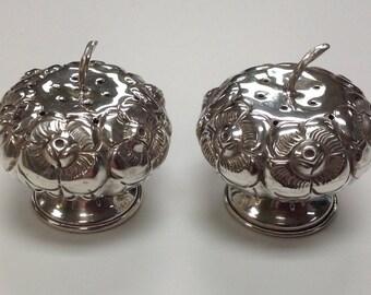 Vintage Sterling Figural Pumpkin Salt & Pepper Shaker Set