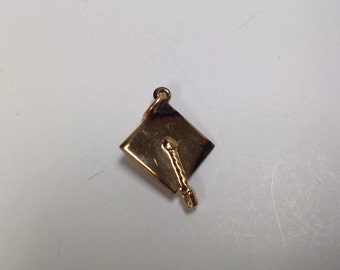 Sterling and Gold Electroplate Vintage Graduation Cap Charm Pendant