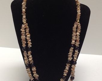 Vintage Double Strand Natural Color Puka Shell Necklace