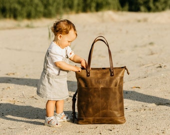 convertible tote backpack leather