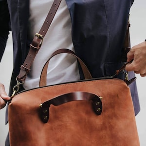 Leather messenger for men Computer leather bag Laptop bag Mens work bag Father’s Day gift