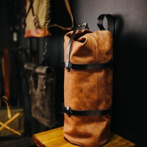 Leather duffel bag Top load duffle bag Travel bag Leather men's bag Leather flight cabin bag Christmas gift