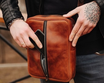 Leather shoulder bag Small Bag Leather messenger bag Leather crossbody bag Father’s day  gift