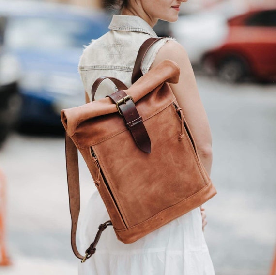 brown leather mens backpack Backpack Brown Handcrafted Leather