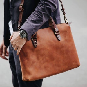 Maletín de cuero Bolso para ordenador Bolso para portátil Bolso de trabajo para hombre Bolso para estudiante Bolso escolar Regalo de Navidad