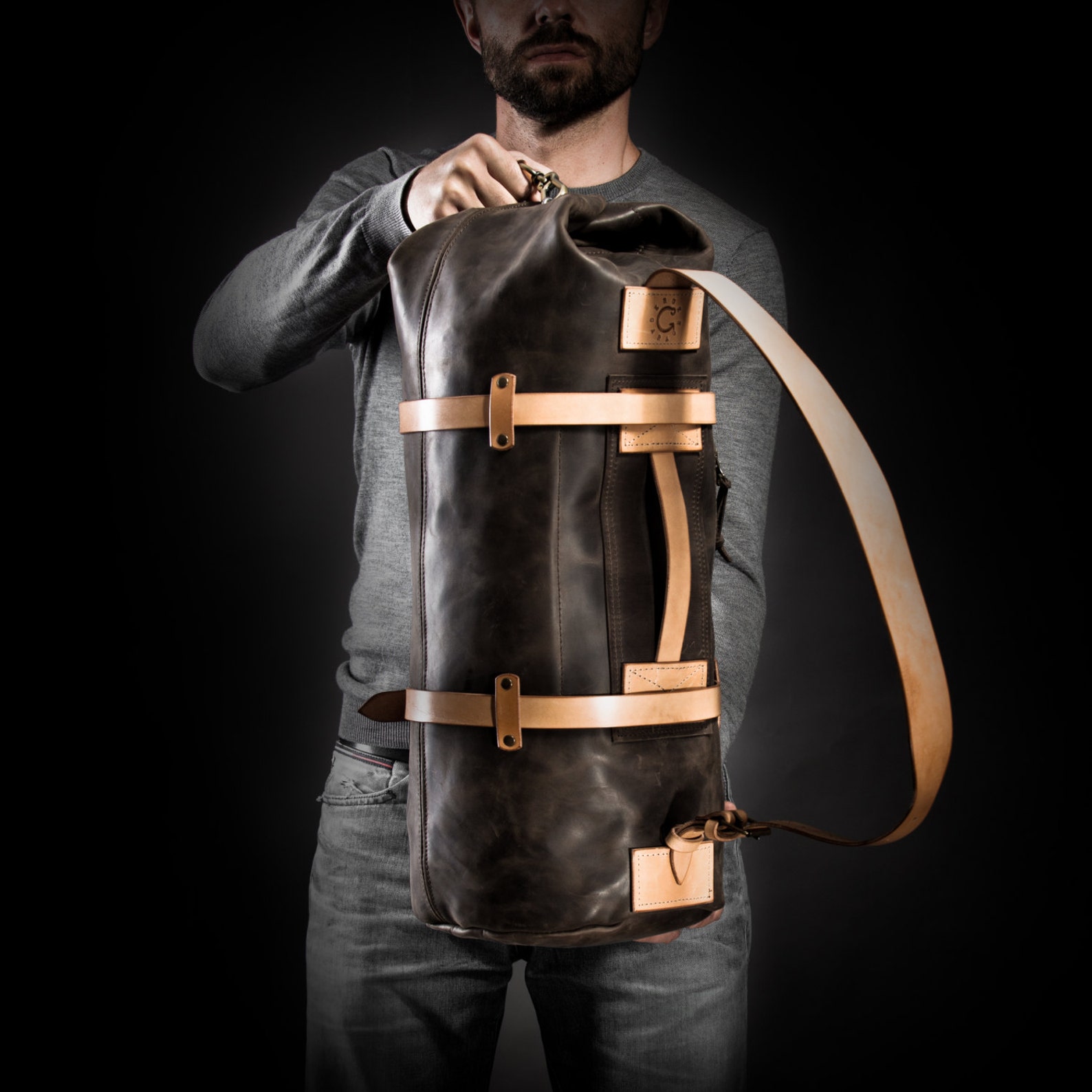 Leather duffel bag Top load duffle bag Travel bag Leather Etsy